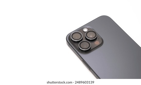 Smart phone 16 pro max generation vector and screen Transparent and Clipping Path isolated , Modern smartphone camera lens, macro view. close up.