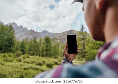 smart phone blank screen in travelers hand  - Powered by Shutterstock