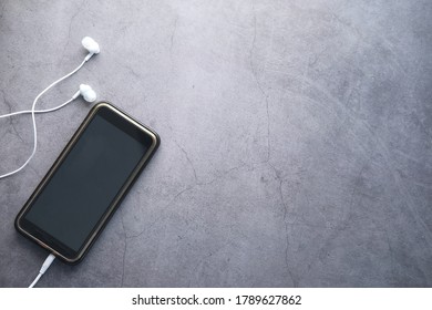smart phone with empty screen on black background 