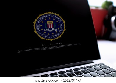 Smart phone with the FBI logo (Symbols of the Federal Bureau of Investigation) is the main criminal investigation agency of the Department of Justice.
Sunday, November 17, 2019, New York, United State