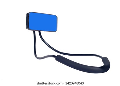 Smart Phone Holder Use The Neck On White Background.
