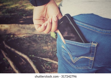 Smart Phone In Jeans Pocket