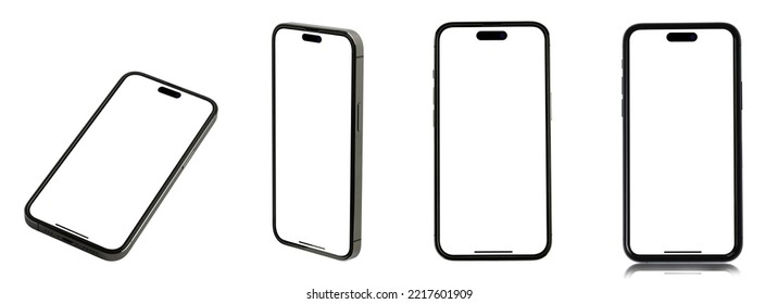 Smart phone Mockup  and screen Transparent and Clipping Path isolated for Infographic Business web site design app iphon 15 pro max