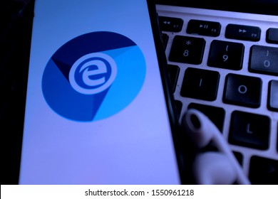 Smart Phone  With The New Microsoft Edge Logo Based On Chromium, Which Will Be The Default Browser In The Next Versions Of Windows 10.
United States, New York, Tuesday, November 5, 2019.