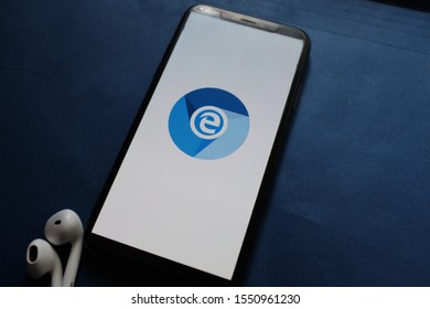 Smart Phone  With The New Microsoft Edge Logo Based On Chromium, Which Will Be The Default Browser In The Next Versions Of Windows 10.
United States, New York, Tuesday, November 5, 2019.