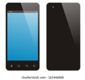 Smart Phone On White Background.front And Back Side.