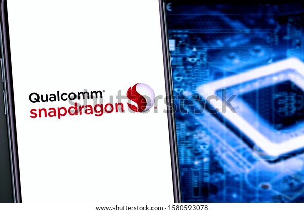Smart phone with qualcomm snapdragon logo, which\
is a procedure for phones.\
United States, California December 4,\
2019\
