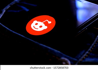 Smart phone with REDDIT logo which is a social bookmarking website and news aggregator.
United States, California, Wednesday, November 27, 2020
