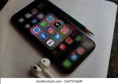 Smart Phone With Social Media Applications That Are Popular Online Communication Platforms.
United States, New York, Friday, November 1, 2019