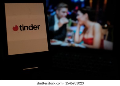 Smart Phone with the TINDER logo. Tinder is an application for appointments, meetings and can even be considered as a social network.
United States, New York, Friday, November 1, 2019