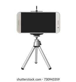 Smart Phone And Tripod Isolated On White Background