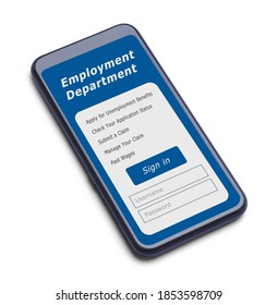 Smart Phone With Unemployment Application Sign In.