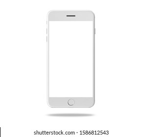 Smart phone white gray mockup isolated on white background with clipping path. Object. - Shutterstock ID 1586812543