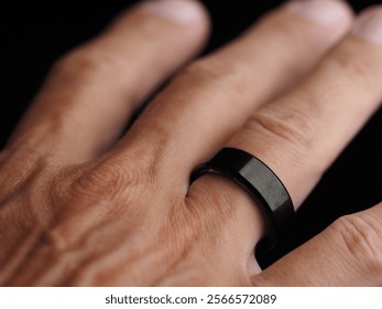 Smart Ring, Tracker, Step Counter, Heart Rate, Blood Oxygen Tracker, Health Ring. Close-up. 