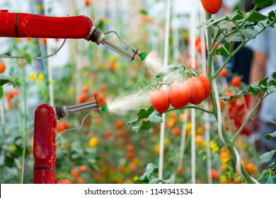 smart robotic farmers in agriculture futuristic robot automation to work to spray chemical fertilizer or increase efficiency - Shutterstock ID 1149341534