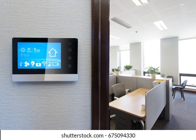 smart screen on wall in modern office