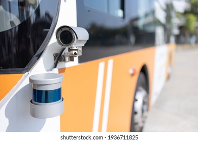 Smart Self Driving Car With Detecting Route Camera - Autonomous Bus On Its Route