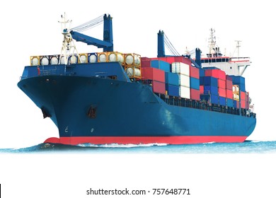 smart ship on white background with container isolate for logistic transportation concept, logistic service and transportation depot.