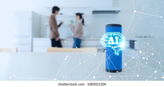 Smart Speaker Concept. AI Speaker. Voice Recognition.