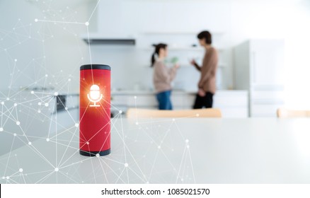 Smart Speaker Concept. AI Speaker. Voice Recognition.