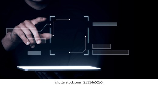 Smart technology background man using tablet - Powered by Shutterstock