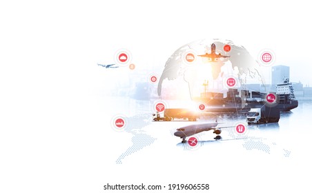 Smart technology concept with global logistics partnership Industrial Container Cargo freight ship, internet of things Concept of fast or instant shipping, Online goods orders worldwide