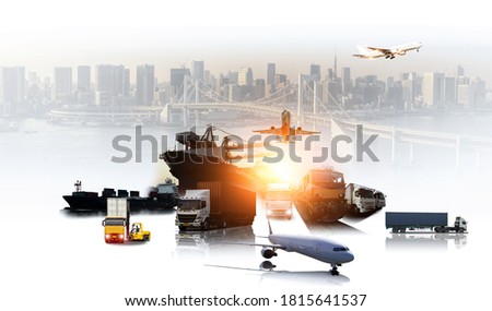 Smart technology concept with global logistics partnership Industrial Container Cargo freight ship, internet of things Concept of fast or instant shipping, Online goods orders worldwide