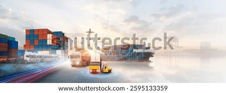 Smart technology concept with global logistics partnership Industrial Container Cargo freight ship, internet of things Concept of fast or instant shipping, Online goods orders worldwide