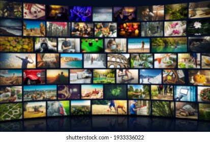 smart television. media content on demand. tv channel pack. blurred background