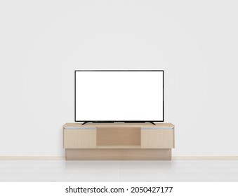 Smart TV Placed On The TV Cabinet In The Living Room