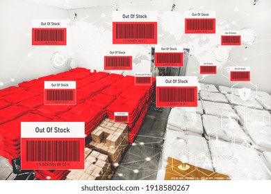 Smart warehouse management system using augmented reality technology to identify package picking and delivery . Future concept of supply chain and logistic business .