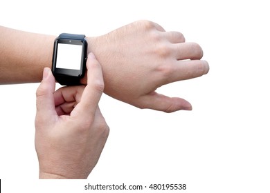 Smart Watch With Blank Screen. Isolated On White