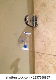 A Smart Way To Save Water During A Drought. Shower Timer In A Modern Shower.