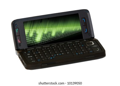 Smartphone with binary code on display