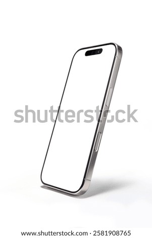 Smartphone with blank screen and modern frame less design isolated on white background