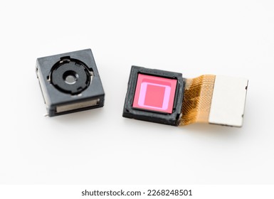 Smartphone camera module. Macro shot.
