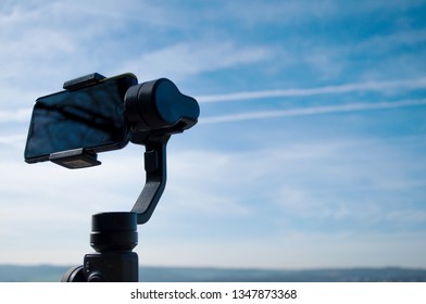 Smartphone Gimbal Shooting Footage, Blue Sky Background