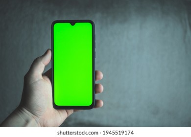 Smartphone With Greenscreen.  Mobile Phone Frameless Design Concept Template.