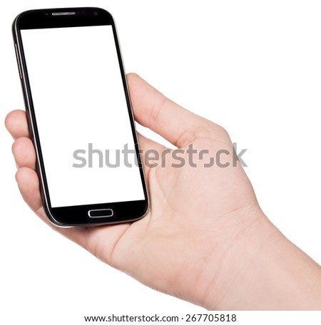 Smart-phone in hand isolated on white background
