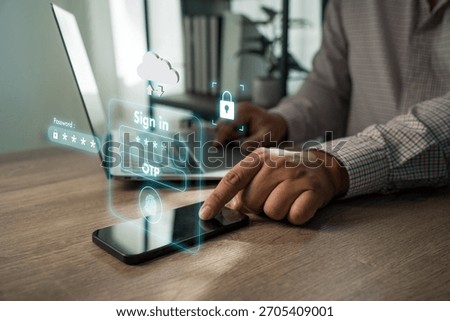 Smartphone interface Sign in with Passkey security Biometric Lock password less login screen using Passkey