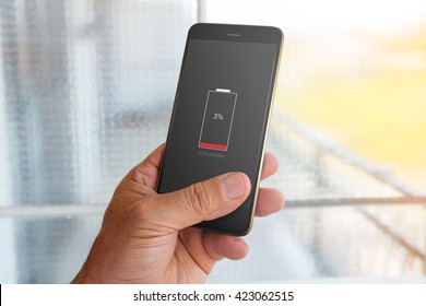 Smartphone With Low Battery On Screen