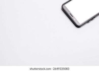 Smartphone mockup in half screen. Close-up view isolated on gray background.