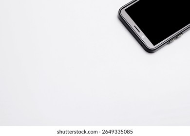 Smartphone mockup in half screen. Close-up view isolated on gray background.
