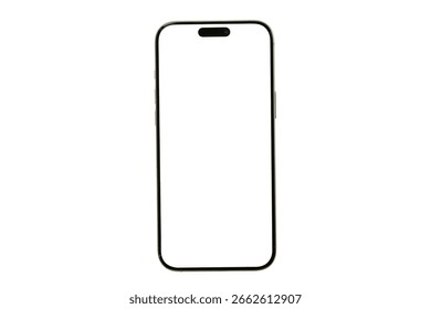 Smartphone Mockup isolate flat rays screen - Clipping Path , Image with blank white screen in realistic, mobile phone mockup front view.