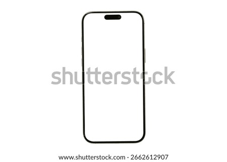 Smartphone Mockup isolate flat rays screen - Clipping Path , Image with blank white screen in realistic, mobile phone mockup front view.