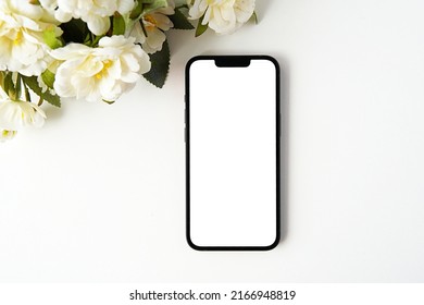 Smartphone Mockup White Blank Screen Wedding Stock Photo 2166948819