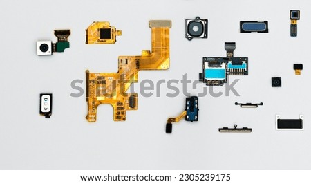 Smartphone motherboard parts. Mobile motherboard small parts.