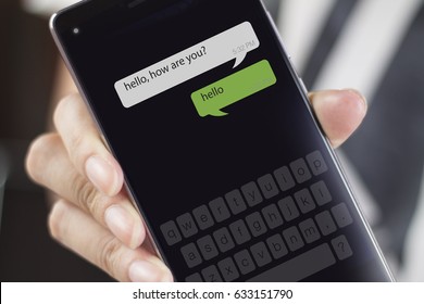 Smartphone and new message icons. A message is a short communication sent from one person to another or the central theme or idea of a communication.