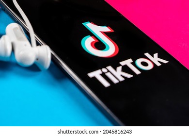 Smartphone On A Colorfull Background With Tik Tok App On It