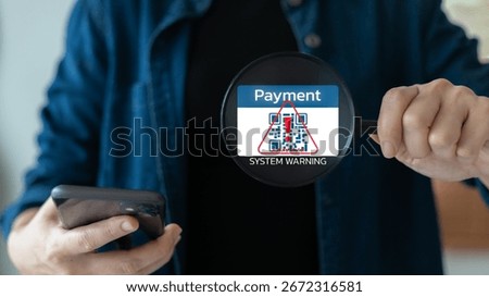 Smartphone QR code payment system showing a warning alert for fraud, scam, and cybersecurity risk in digital banking and fintech transactions.